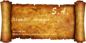 Simkó Aranka névjegykártya